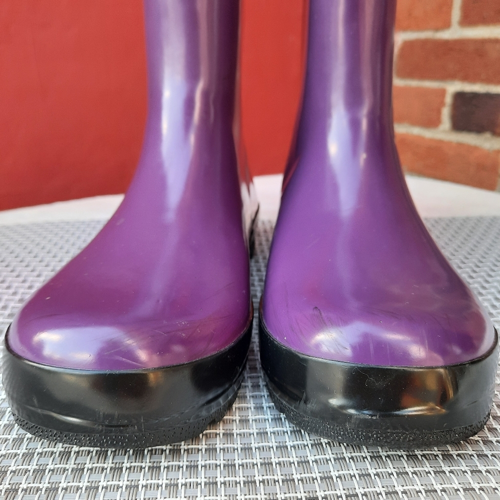Roma Purple and Black Rain Boots Rubber Galoshes Spring Summer Youth 3 - Picture 5 of 13